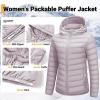 image33000ft Womens Hooded Packable Puffer Jacket Lightweight Warm Puffy Quilted Winter CoatPinkish Gray