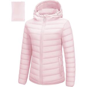 image33000ft Womens Hooded Packable Puffer Jacket Lightweight Warm Puffy Quilted Winter CoatPink