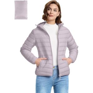 image33000ft Womens Hooded Packable Puffer Jacket Lightweight Warm Puffy Quilted Winter CoatPinkish Gray