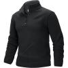 image33000ft Mens QuarterZip Polar Fleece Jacket Long Sleeve Half Zip Fleece Pullover Sweaters Thermal Golf SweatshirtBlack