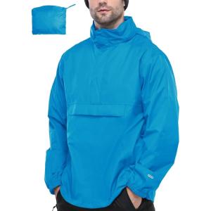 image33000ft Mens Pullover Rain Jacket Waterproof with Hood Lightweight Packable Raincoat Windbreaker for Golf TravelLightsky Blue