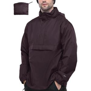 image33000ft Mens Pullover Rain Jacket Waterproof with Hood Lightweight Packable Raincoat Windbreaker for Golf TravelPurple