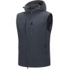 image33000ft Mens Lightweight Softshell Vest Hooded Outerwear Zip Up Fleece Lined Windproof Sleeveless Jacket for Golf RunningDark Grey