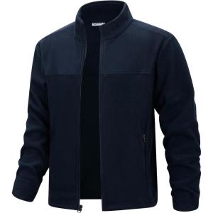 image33000ft Mens Full Zip Fleece Jacket Lightweight Warm Soft Polar Fleece Winter Jacket with Pockets for Casual Hiking OutdoorBlue