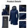 image33000ft Womens Waterproof Softshell Long Rain Jacket with Hood Fleece Lined Windproof WindbreakerBlue