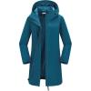 image33000ft Womens Waterproof Long Rain Coats with MeshLind Breathable Rain Jacket with Hood Trench Coats WindbreakerCeramic Blue