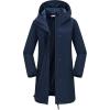 image33000ft Womens Waterproof Long Rain Coats with MeshLind Breathable Rain Jacket with Hood Trench Coats WindbreakerNavy Blue