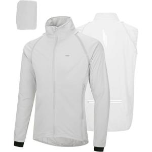 image33000ft Mens Cycling Jacket Long Sleeve Waterproof Running Bike Vest Outerwear Reflective Windproof Sleeveless JacketCool Gray
