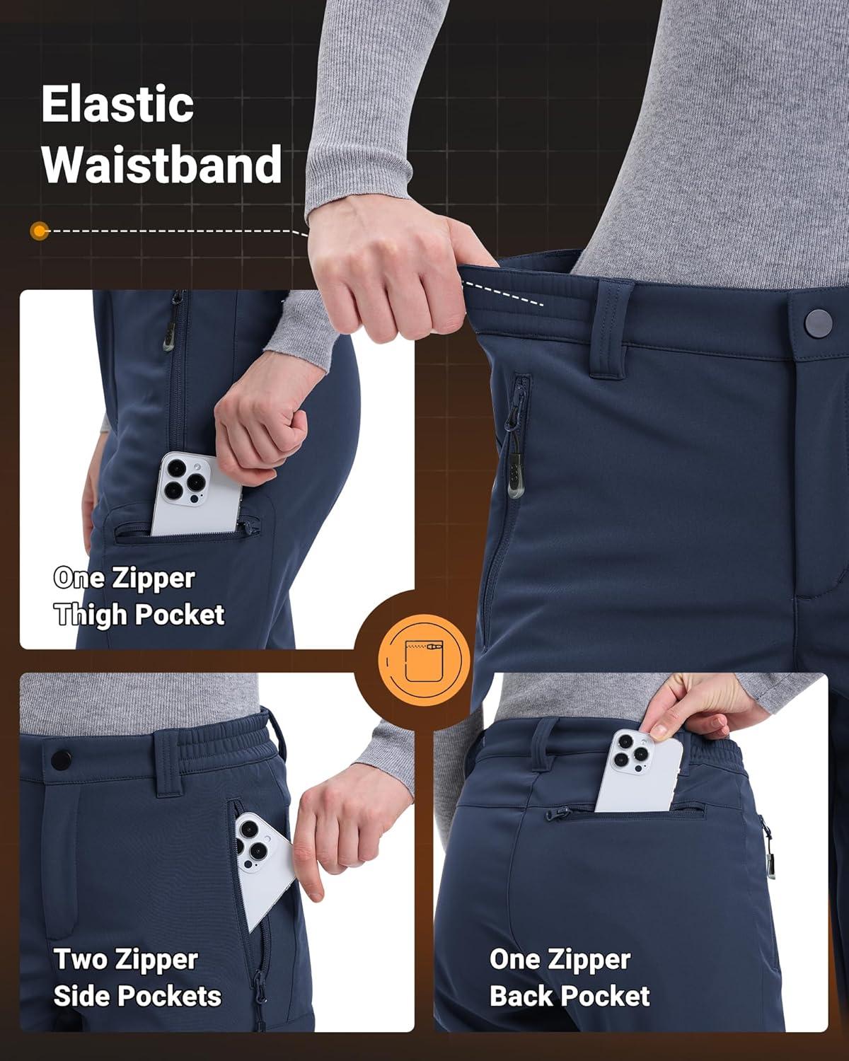 image33000ft Womens Waterproof Hiking Pants FleeceLined Snow Pants Windproof Warm Ski Pants for SnowboardingBlue