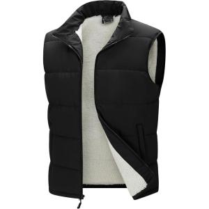image33000ft Mens Winter Puffer Vest Outerwear Fleece Lined Warm Casual Outdoor Insulated Quilted Sleeveless JacketBlack