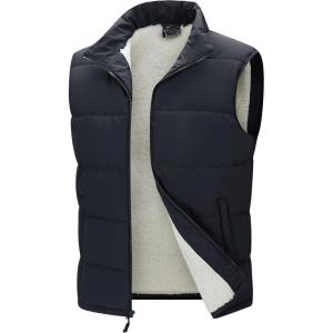 image33000ft Mens Winter Puffer Vest Outerwear Fleece Lined Warm Casual Outdoor Insulated Quilted Sleeveless JacketDark Grey