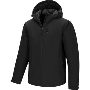 image33000ft Mens Warm Winter Jacket Hooded Lightweight Puffer Jacket Water Resistant Windproof Insulated CoatsBlack