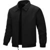 image33000ft Mens Lightweight Jackets Full Zip Up Windbreaker Laydown Collar Light Coat Stylish Casual Golf Jacket with PocketsBlack