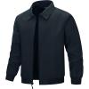 image33000ft Mens Lightweight Jackets Full Zip Up Windbreaker Laydown Collar Light Coat Stylish Casual Golf Jacket with PocketsBlue