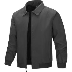 image33000ft Mens Lightweight Jackets Full Zip Up Windbreaker Laydown Collar Light Coat Stylish Casual Golf Jacket with PocketsGrey