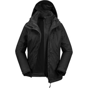 image33000ft Womens 3 in 1 Hooded Waterproof Coat Winter Ski Hiking Rain Jacket Softshell Fleece Lined Raincoat WindbreakerBlack