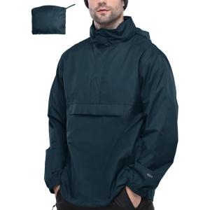 image33000ft Mens Pullover Rain Jacket Waterproof with Hood Lightweight Packable Raincoat Windbreaker for Golf TravelBlue
