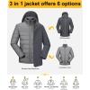 image:image33000ft Mens Waterproof 3in1 Ski Jacket Warm Mountain Windbreaker Snow Rain Jackets Winter Coat with Puffer JacketDark GreyGrey