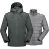 image:image33000ft Mens Waterproof 3in1 Ski Jacket Warm Mountain Windbreaker Snow Rain Jackets Winter Coat with Puffer JacketGreenish GrayGray