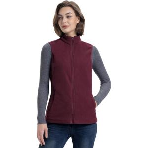 image:image33000ft Womens Fleece Vest Lightweight Warm Polar Soft Vests Outerwear with Zip Up Pockets Sleeveless Jacket for WinterDark Red