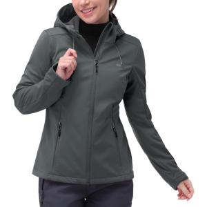 image:image33000ft Womens Softshell Jacket with Hood Waterproof Lightweight Windbreaker Windproof Rain Shell Jacket for Outdoor HikingGrey