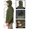 image:image33000ft Mens Hooded Softshell Jacket Waterproof Lightweight Insulated Windbreaker Fleece Lined Rain Shell JacketArmy Green