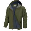 image:image33000ft Mens Hooded Softshell Jacket Waterproof Lightweight Insulated Windbreaker Fleece Lined Rain Shell JacketArmy Green