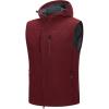 image:image33000ft Mens Lightweight Softshell Vest Hooded Outerwear Zip Up Fleece Lined Windproof Sleeveless Jacket for Golf RunningWine