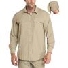 image:image33000ft Mens Long Sleeve Sun Protection Shirt UPF 50 UV Quick Dry Cooling Fishing Shirts for Travel Safari Camping HikingDark Khaki