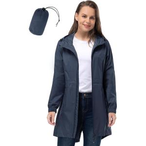 image:image33000ft Womens Waterproof Long Rain Coats Packable Rain Jacket with Hood Trench Coats WindbreakerDark Grayish Blue