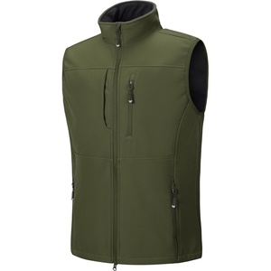 image:image33000ft Mens Lightweight Softshell Vest Outerwear Zip Up Fleece Lined Windproof Sleeveless Jacket for Golf Running HikingArmy Green