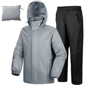 image:image33000ft Mens Rain Suit Packable Waterproof Lightweight Rain Gear for Golf Hiking Cycling 2 PiecesRain Jackets and PantsLight GreyBlack