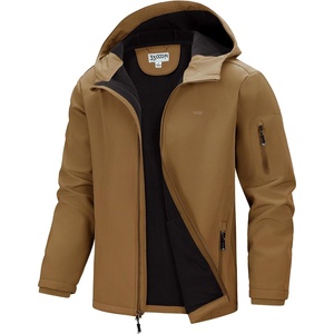 image:image33000ft Mens Hooded Softshell Jacket Waterproof Lightweight Insulated Windbreaker Fleece Lined Rain Shell JacketBrown