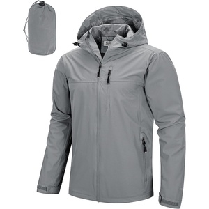 image:image33000ft Mens Packable Rain Jacket Lightweight Rain Shell Jacket with Hood Waterproof Raincoat for CyclingLight Grey